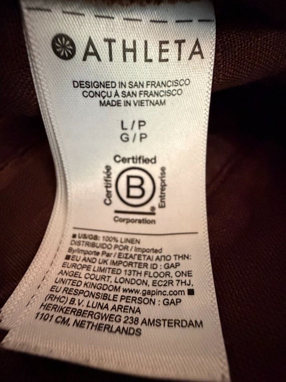 Athleta Retreat Linen High Rise Wide Leg Pant Size Large Petite Brown NWOT - Picture 13 of 14